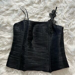 NWT Vintage 80s Victoria’s Secret Gold Label Black Corset Tank Top Size Large